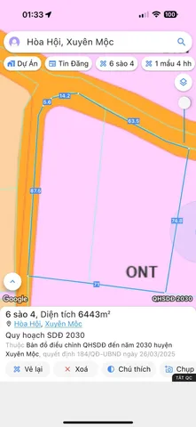 Bán Đất 6488m2 giá 4.3 tỷ tại Xã Hòa Hội Huyện Xuyên Mộc Bà Rịa - Vũng Tàu