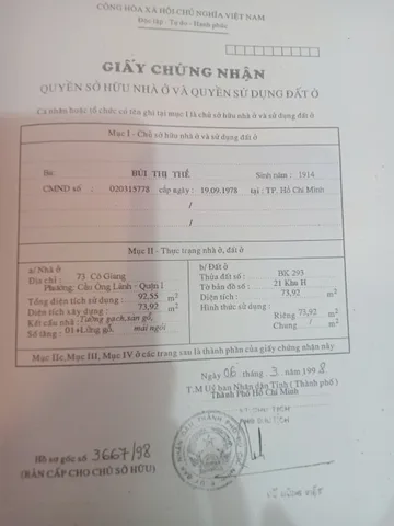Bán Nhà Mặt Tiền 73 Cô Giang, Phường Cầu Ông Lãnh, Quận 1