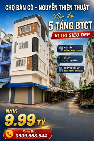 Vi trí siêu đẹp * mặt tiền + lô góc 
CHỢ BÀN CỜ * NGUYỄN THIỆN THUẬT 
Nhà đẹp 5 TÂNG BTCT * kinh doanh PRO