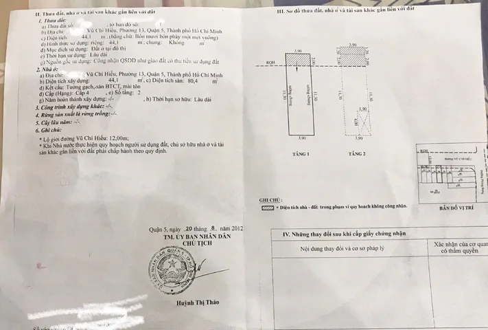 Bán Nhà Mặt Tiền 5 Vũ Chí Hiếu, P.13, Q.5