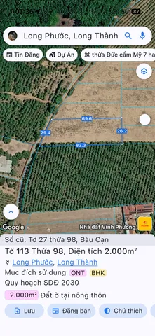 Bán Đất 2000m2 có sẵn 150 m2 thổ cư giá 9 tỷ tại Xã Bàu Cạn Huyện Long Thành Đồng Nai