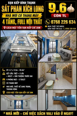 Bán Nhà riêng 56m2 có sẵn 56 m2 thổ cư giá 9.6 tỷ tại Đường Vạn Kiếp Phường 03 Quận Bình Thạnh TP. Hồ Chí Minh