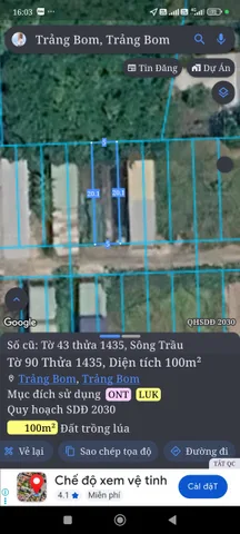 Bán Đất 100m2 có sẵn 100 m2 thổ cư giá 1.2 tỷ tại Xã Sông Trầu Huyện Trảng Bom Đồng Nai