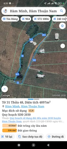 Bán Đất 4144m2 giá 1.2 tỷ tại Xã Hàm Minh Huyện Hàm Thuận Nam Bình Thuận