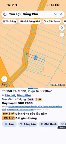 Bán Đất 200m2 có sẵn 100 m2 thổ cư giá 400 triệu tại - Chọn - - Chọn - Xã Tân Lợi Đồng Nai
