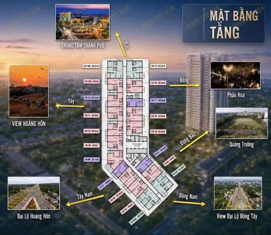 Căn hộ Ecopalace 2 phòng ngủ, tầng cao, view hoàng hôn thành phố
