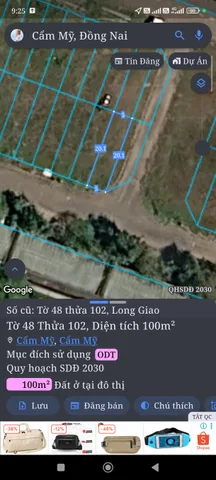 Bán Đất 100m2 có sẵn 100 m2 thổ cư giá 1.25 tỷ tại Xã Long Giao Huyện Cẩm Mỹ Đồng Nai