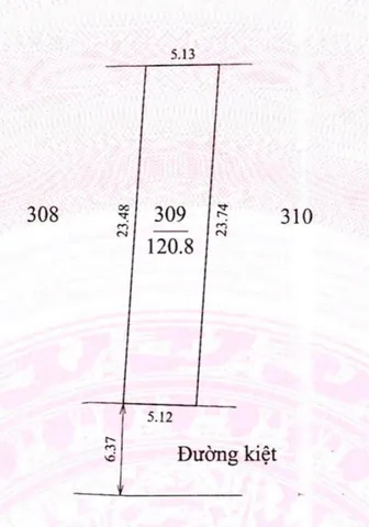 Đất kiệt 6,5m đường Thiên Thai, Tp Huế