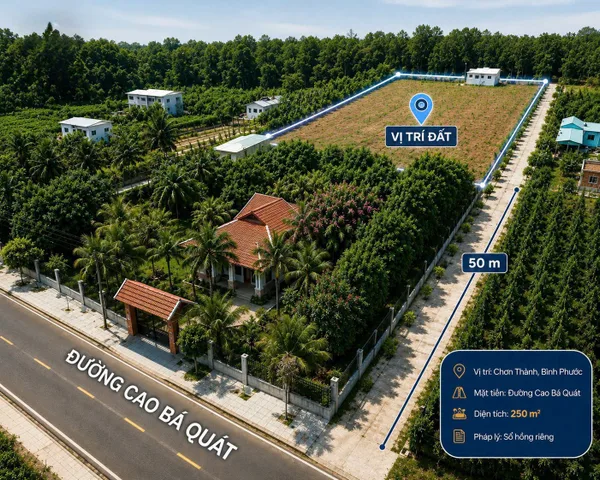 Bán Đất 587m2 có sẵn 120 m2 thổ cư giá 685 triệu tại Đường Cao Bá Quát Thị trấn Chơn Thành Thị xã Chơn Thành Bình Phước