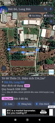 Bán Đất 534m2 có sẵn 100 m2 thổ cư giá 1.4 tỷ tại Thị trấn Đất Đỏ Huyện Đất Đỏ Bà Rịa - Vũng Tàu