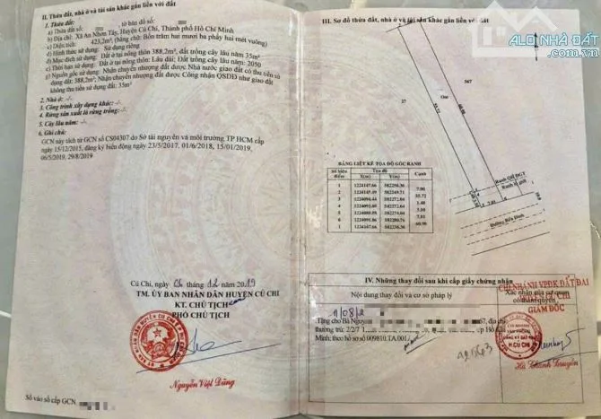 Đất nền tại đường Bến Đình, xã An Nhơn Tây, Hồ Chí Minh - huyện Củ Chi, Hồ Chí Minh cũ với diện tích 423m2, giá 12,7 tỷ VND.