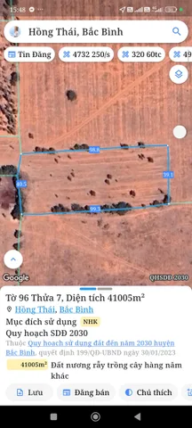 Bán Đất 4100m2 giá 200 triệu tại Xã Hồng Thái Huyện Bắc Bình Bình Thuận