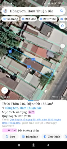 Bán Đất 300m2 có sẵn 300 m2 thổ cư giá 5 tỷ tại Xã Hồng Sơn Huyện Hàm Thuận Bắc Bình Thuận