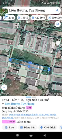 Bán Đất 173m2 có sẵn 173 m2 thổ cư giá 660 triệu tại Thị trấn Liên Hương Huyện Tuy Phong Bình Thuận