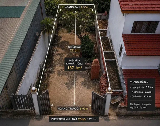 Bán Đất SỔ HỒNG RIÊNG  137m2 có sẵn 137 m2 thổ cư giá 5.85 tỷ tại - Chọn - - Chọn - Xã Hóc Môn TP. Hồ Chí Minh