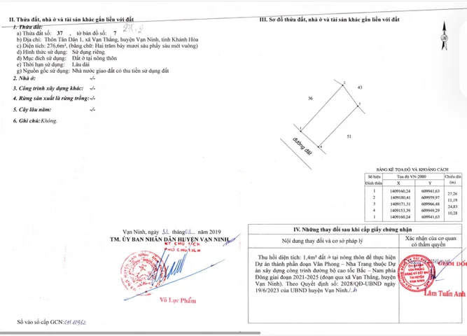 Bán đất gần QL1A ngang 10m tại thôn Tân Dân, xã Vạn Thắng, huyện Vạn Ninh, Khánh Hòa