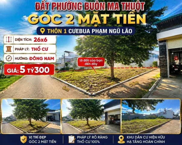 Bán Đất 158.7m2 có sẵn 72 m2 thổ cư giá 5.3 tỷ tại Xã Cư ÊBur Thành phố Buôn Ma Thuột Đắk Lắk