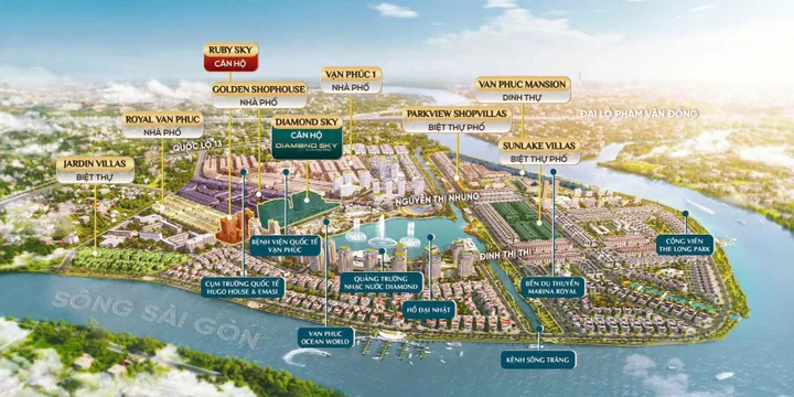 Bán đất sổ đỏ lâu dài giá 9,8 - 12 tỷ trong KĐT Vạn Phúc City, NH cho vay 70%, DT 105m2 - gần cầu Bình Triệu và trạm Metro HCM