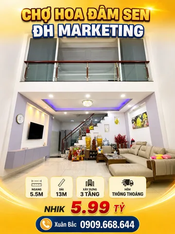 🍻 Chợ hoa Đâm Sen * ĐH Marketing 
🦀 Ngang 5.5m dài 13m * hẻm 🚛 thông 
🌲 Giáp CV Đâm Sen * Âu Cơ