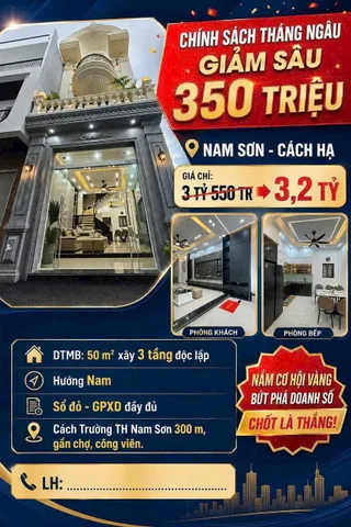 ❌❌❌ CHỈ 3,2 TỶ – NHÀ 3 TẦNG ĐƯỜNG NHỰA – CÁCH HẠ, NAM SƠN ❌❌❌