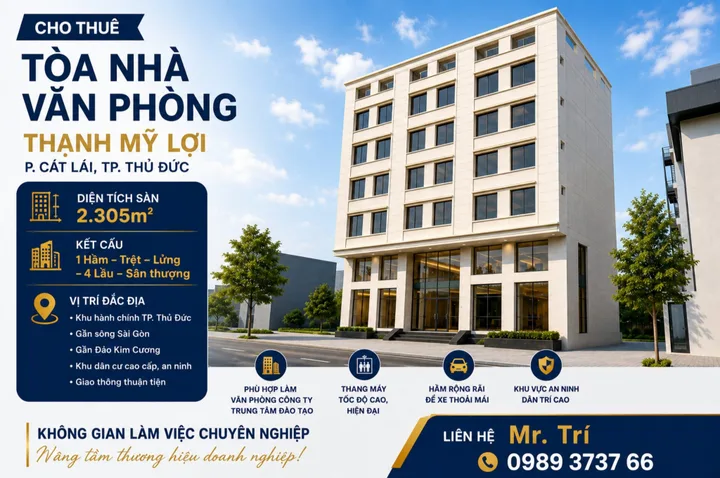 Bán toà nhà Thạnh Mỹ Lợi với diện tích 2.788m2 thích hợp kinh doanh (0989373766)