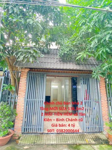 Bán Nhà riêng 138m2 có sẵn 138 m2 thổ cư giá 4 tỷ tại Đường Bờ Xe Lam Xã Tân Kiên Huyện Bình Chánh TP. Hồ Chí MinhChính chủ Bán Nhà 2 Tầng MỚI SỬA 138,3m2 -  2 MẶT TIỀN HẺM xã Tân Kiên – Bình Chánh cũ