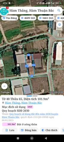 Bán Đất 101m2 có sẵn 101 m2 thổ cư giá 650 triệu tại Xã Hàm Thắng Huyện Hàm Thuận Bắc Bình Thuận