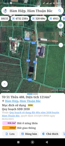 Bán Đất 1214m2 giá 1.5 tỷ tại Xã Hàm Hiệp Huyện Hàm Thuận Bắc Bình Thuận