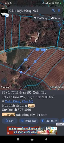 Bán Đất 1000m2 giá 800 triệu tại Xã Xuân Tây Huyện Cẩm Mỹ Đồng Nai