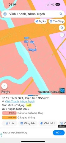 Bán Đất 3599m2 giá 7.2 tỷ tại Xã Vĩnh Thanh Huyện Nhơn Trạch Đồng Nai