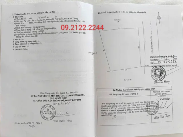 Bán Đất 5659.7m2 Ngang 83m Mặt tiền Trần Hưng Đạo giá 305.6 tỷ tại Xã Dương Tơ Đặc Khu Phú Quốc