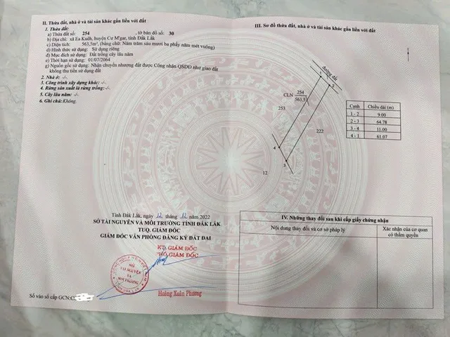 Bán Đất 563m2 giá 222 triệu tại Xã Ea Kuêh Huyện Cư M'gar Đắk Lắk