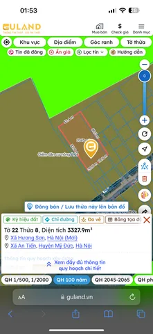 Chính chủ bán gấp Đất 104.8m2 full thổ cư giá 2.99 tỷ tại Xã Hương Sơn Huyện Mỹ Đức Hà Nội, pháp lý rõ ràng