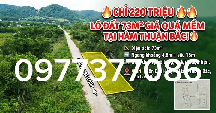 Bán Đất 1000m2 giá 220 triệu tại Xã Thuận Hòa Huyện Hàm Thuận Bắc Bình Thuận