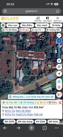 Bán Đất 571.7m2 có sẵn 100 m2 thổ cư giá 1.4 tỷ tại Xã Ea Tul Huyện Cư M'gar Đắk Lắk