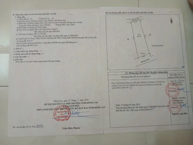 Bán Nhà riêng 936m2 có sẵn 45 m2 thổ cư giá 12 tỷ tại Xã An Phước Huyện Long Thành Đồng Nai