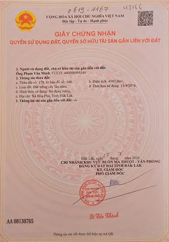 Bán Đất 4567m2 giá 990 triệu tại Xã Hòa Phú Thành phố Buôn Ma Thuột Đắk Lắk