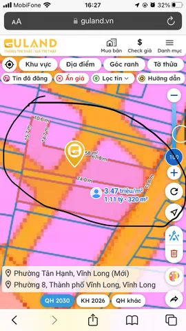 Bán Đất 1220m2 có sẵn 1 m2 thổ cư giá 4.44 tỷ tại Xã Trường An Thành phố Vĩnh Long Vĩnh Long