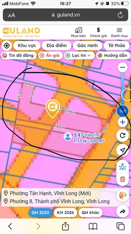 Bán Đất 959m2 có sẵn 1 m2 thổ cư giá 3.33 tỷ tại Xã Trường An Thành phố Vĩnh Long Vĩnh Long