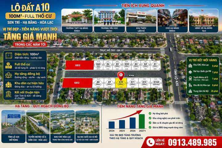 Bán Đất 100m2 có sẵn 100 m2 thổ cư giá 2.5 tỷ tại - Chọn - Xã Hạ Bằng Hà Nội