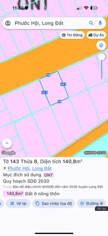 Bán Đất 140m2 có sẵn 140 m2 thổ cư giá 1.9 tỷ tại Xã Lộc An Huyện Đất Đỏ Bà Rịa - Vũng Tàu