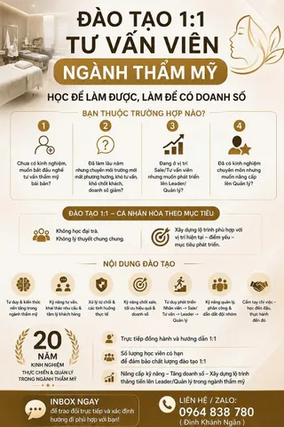 ĐÀO TẠO 1:1 TƯ VẤN VIÊN NGÀNH THẨM MỸ – HỌC ĐỂ LÀM ĐƯỢC, LÀM ĐỂ CÓ DOANH SỐ