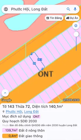 Bán Đất 140m2 có sẵn 140 m2 thổ cư giá 2.2 tỷ tại Xã Lộc An Huyện Đất Đỏ Bà Rịa - Vũng Tàu