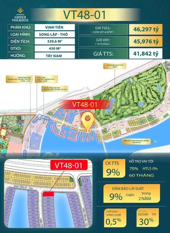 Vinhomes Cần Giờ - Giỏ hàng Biệt thự song lập VT48-01 với diện tích 339,6m2 (0989373766)