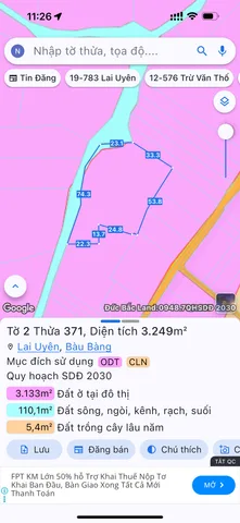 Bán Đất 3200m2 có sẵn 80 m2 thổ cư giá 9.9 tỷ tại Đường lai Uyên 11 Thị trấn Lai Uyên Huyện Bàu Bàng Bình Dương