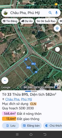 Bán Đất 582m2 giá 2.7 tỷ tại Xã Châu Pha Thành phố Phú Mỹ Bà Rịa - Vũng Tàu
