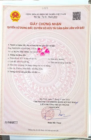 Bán Đất 98m2 có sẵn 98 m2 thổ cư giá 2.7 tỷ tại Xã An Bình Huyện Thuận Thành Bắc Ninh