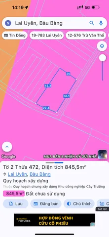 Bán Đất 845.5m2 giá 4.3 tỷ tại Đường lai Uyên 11 Thị trấn Lai Uyên Huyện Bàu Bàng Bình Dương