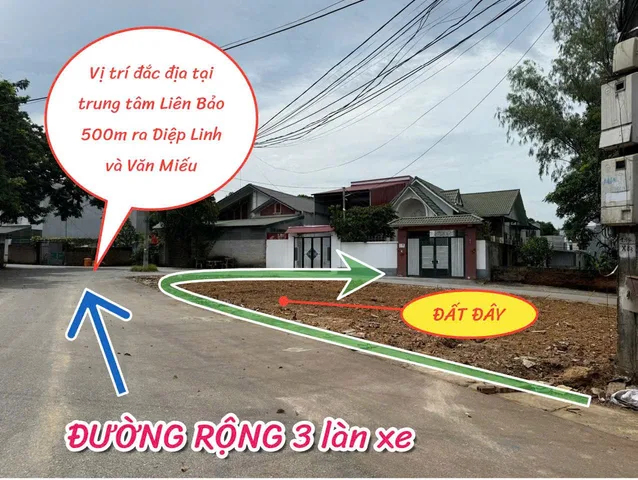Bán đất 2 mặt tiền phố Văn Miếu, phường Liên Bảo, Vĩnh Yên DT 60- 70m2 MT 5m full thổ cư giá từ 1,5 tỷ