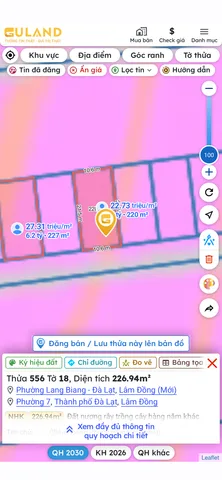 Bán Đất 220m2 có sẵn 220 m2 thổ cư giá 5 tỷ tại Phường 7 Thành phố Đà Lạt Lâm Đồng